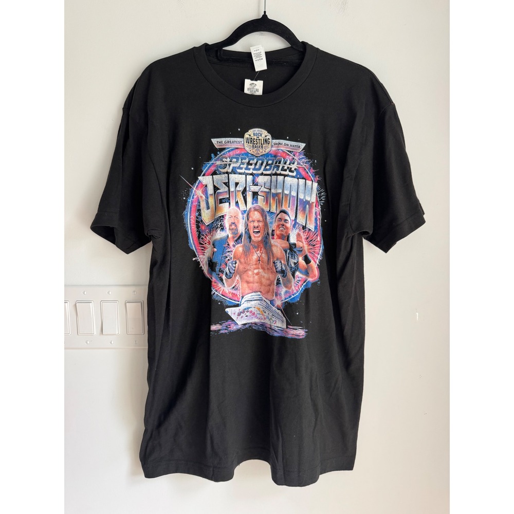 Chris Jericho Rock N Wrestling Rager Jeri-Show T-Shirt Mens L Black Tultex NEW